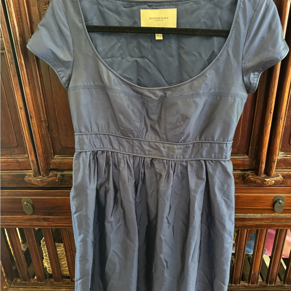 Burberry Blue Midi Sundress Scoop Neck